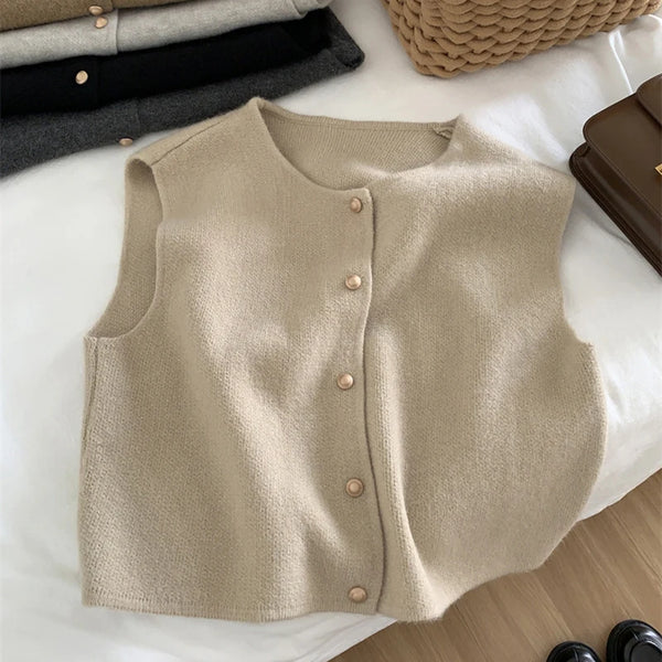 Autumn sp collection New Women Elegant Knitted Sleeveless Female Casual Sweater Tanks Fashion New Slim Ladies Casual Tops